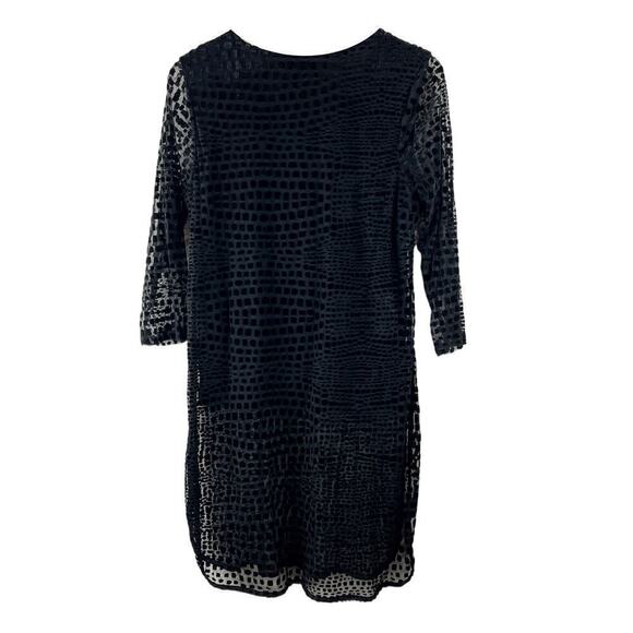 Alfani Geometric Black Tunic Top Semi Sheer Sleeve & Hem Size M - Picture 2 of 10